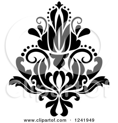 Clipart of a Black and White Arabesque Damask Design 20 - Royalty Free Vector Illustration by Vector Tradition SM