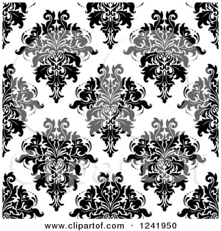 Clipart of a Seamless Black and White Damask Background Pattern 31 - Royalty Free Vector Illustration by Vector Tradition SM