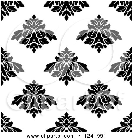 Clipart of a Seamless Black and White Damask Background Pattern 29 - Royalty Free Vector Illustration by Vector Tradition SM