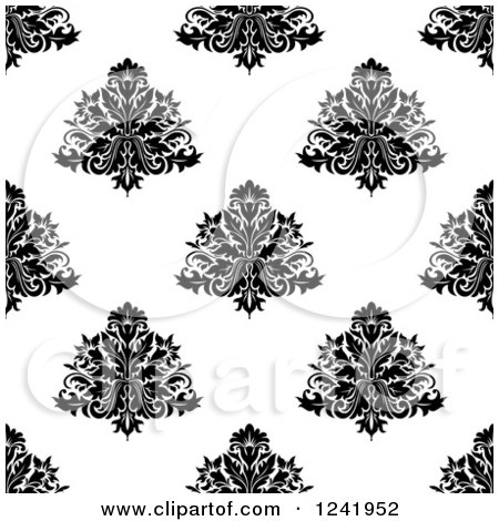 Clipart of a Seamless Black and White Damask Background Pattern 33 - Royalty Free Vector Illustration by Vector Tradition SM