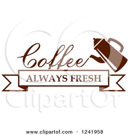 Clipart of a Brown Coffee Always Fresh Label - Royalty Free Vector Illustration by Vector Tradition SM