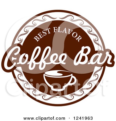 Clipart of a Brown Coffee Bar Label - Royalty Free Vector Illustration by Vector Tradition SM