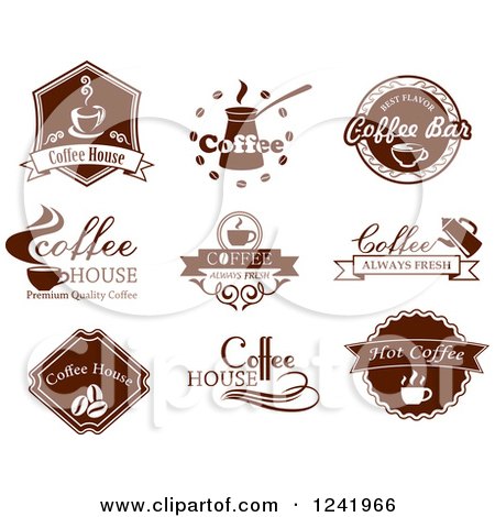 Clipart of Brown Coffee Labels - Royalty Free Vector Illustration by Vector Tradition SM