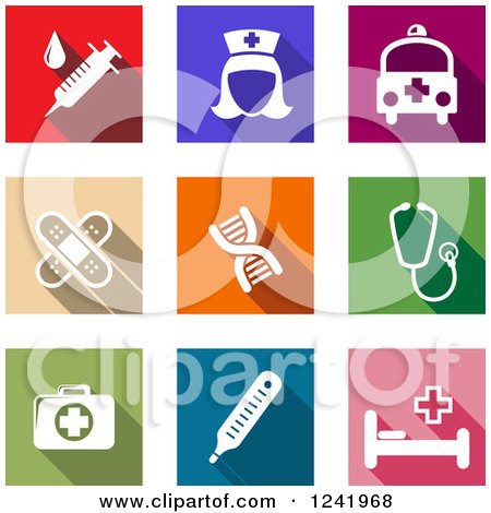 Clipart of Colorful Square Medical Icons - Royalty Free Vector Illustration by Vector Tradition SM