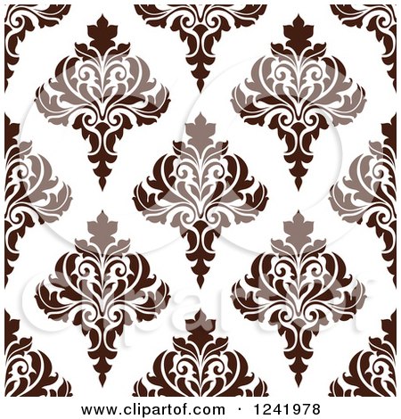 Clipart of a Seamless Brown Damask Background Pattern - Royalty Free Vector Illustration by Vector Tradition SM