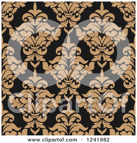 Clipart of a Seamless Brown and Tan Damask Background Pattern - Royalty Free Vector Illustration by Vector Tradition SM