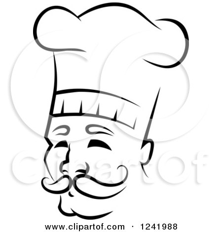 Clipart of a Happy Black and White Male Chef Wearing a Toque Hat 24 - Royalty Free Vector Illustration by Vector Tradition SM