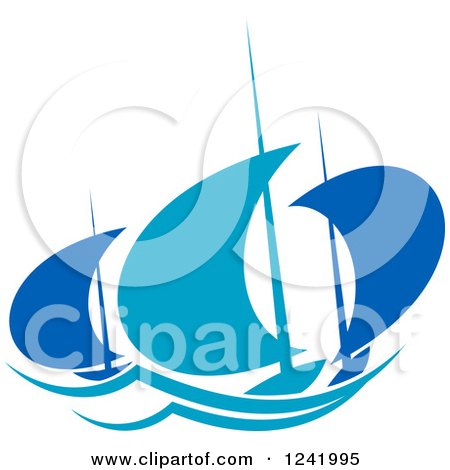 Clipart of Regatta Sailboats in Blue 4 - Royalty Free Vector Illustration by Vector Tradition SM