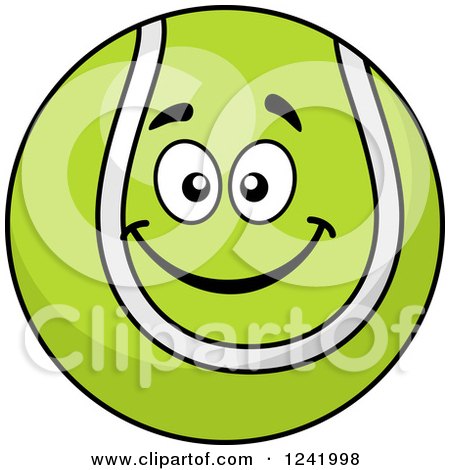 Clipart of a Smiling Tennis Ball - Royalty Free Vector Illustration by Vector Tradition SM