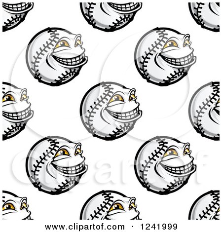 Clipart of a Seamless Grinning Baseball Background Pattern - Royalty Free Vector Illustration by Vector Tradition SM