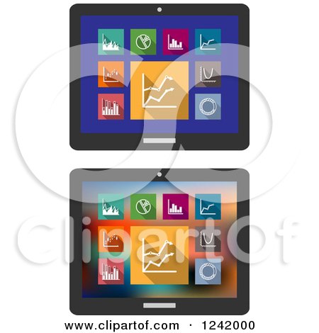Clipart of Tablet Computers with Financial Statistical Graphs - Royalty Free Vector Illustration by Vector Tradition SM
