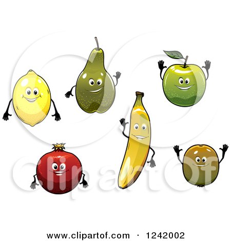 Clipart of Happy Fruit Characters - Royalty Free Vector Illustration by Vector Tradition SM