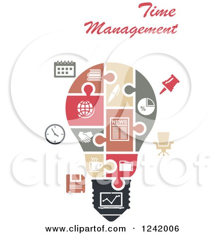 Clipart of a Puzzle Time Management Light Bulb - Royalty Free Vector Illustration by Vector Tradition SM