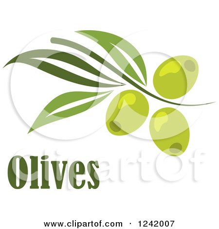 Clipart of a Green Branch with Olives and Text - Royalty Free Vector Illustration by Vector Tradition SM