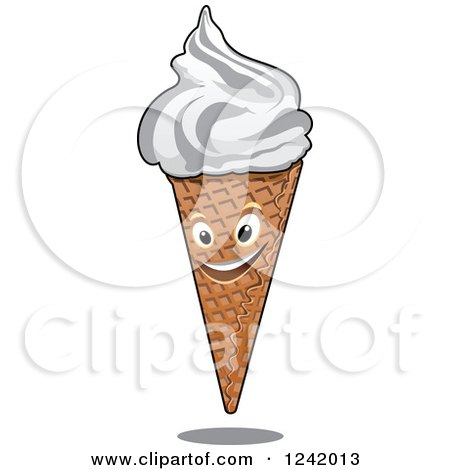 Clipart of a Happy Vanilla Yogurt Ice Cream Cone - Royalty Free Vector Illustration by Vector Tradition SM