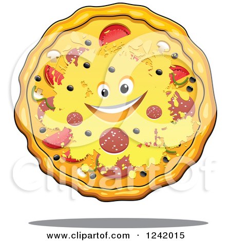 Clipart of a Happy Supreme Pizza - Royalty Free Vector Illustration by Vector Tradition SM