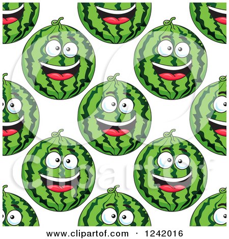 Clipart of a Seamless Background Pattern of Happy Watermelons 3 - Royalty Free Vector Illustration by Vector Tradition SM