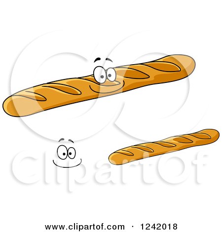 Clipart of a Happy Baguette Bread Character - Royalty Free Vector Illustration by Vector Tradition SM