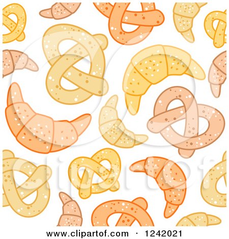 Clipart of a Seamless Croissant and Pretzel Background Pattern - Royalty Free Vector Illustration by Vector Tradition SM