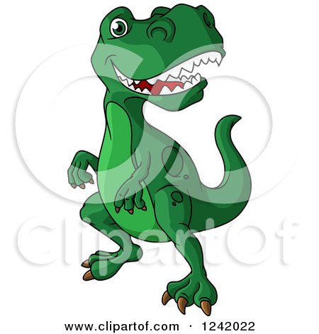 Clipart of a Green Tyrannosaurus Rex Dinosaur - Royalty Free Vector Illustration by Vector Tradition SM