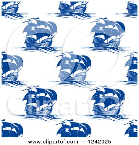 Clipart of a Seamless Blue Ship Background Pattern - Royalty Free Vector Illustration by Vector Tradition SM