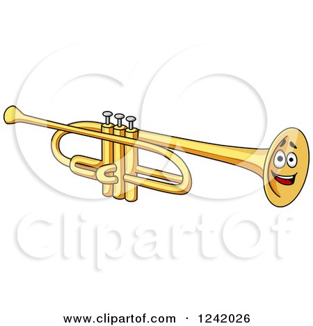 Clipart of a Smiling Trumpet - Royalty Free Vector Illustration by Vector Tradition SM