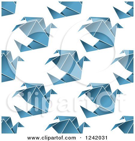 Clipart of a Seamless Blue Origami Dove Background Pattern - Royalty Free Vector Illustration by Vector Tradition SM