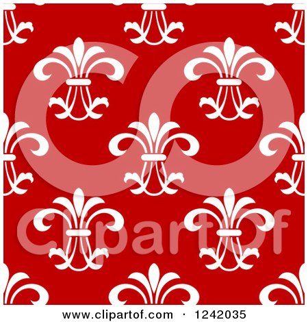 Clipart of a Seamless White and Red Floral Background Pattern - Royalty Free Vector Illustration by Vector Tradition SM
