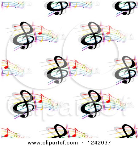 Clipart of a Seamless Colorful Music Note Background Pattern - Royalty Free Vector Illustration by Vector Tradition SM