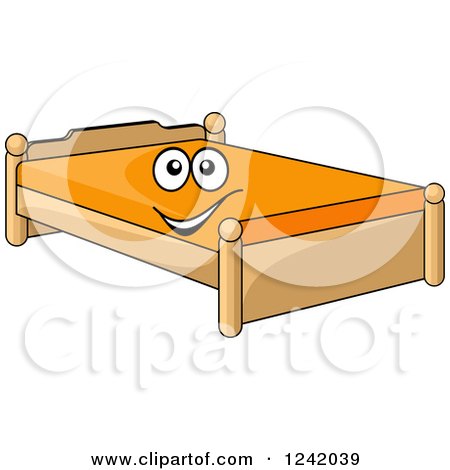 Clipart of a Happy Bed Character - Royalty Free Vector Illustration by Vector Tradition SM