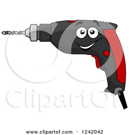 Clipart of a Happy Power Drill - Royalty Free Vector Illustration by Vector Tradition SM