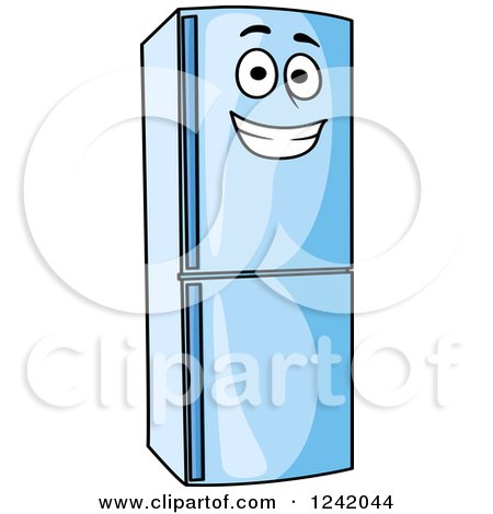 Clipart of a Happy Blue Refrigerator - Royalty Free Vector Illustration by Vector Tradition SM