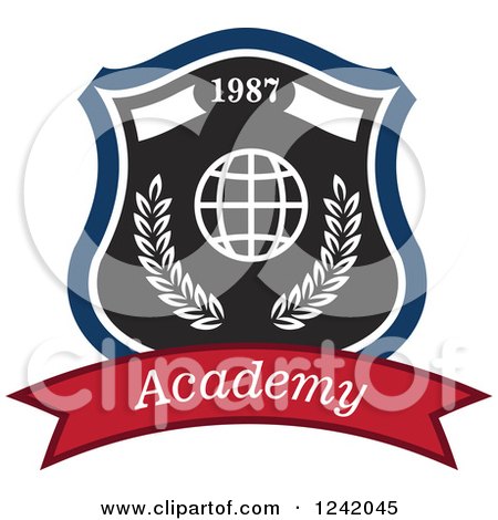 Clipart of a 1987 Academy Shield with a Globe - Royalty Free Vector Illustration by Vector Tradition SM