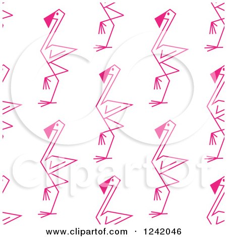 Clipart of a Seamless Stick Flamingo Background Pattern - Royalty Free Vector Illustration by Vector Tradition SM