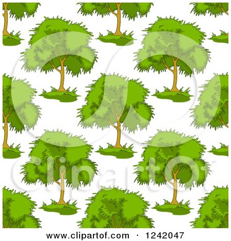Clipart of a Seamless Lush Green Tree Background Pattern - Royalty Free Vector Illustration by Vector Tradition SM