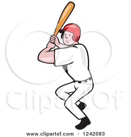 Clipart of a Batting Cartoon Baseball Player Man - Royalty Free Vector Illustration by patrimonio