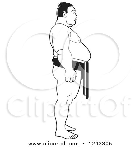 Clipart of a Black and White Sumo Wrestler - Royalty Free Vector Illustration by Lal Perera