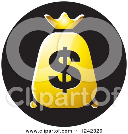 Clipart of a Gold Money Bag with a Dollar Symbol Icon - Royalty Free Vector Illustration by Lal Perera
