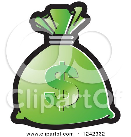 Clipart of a Green Money Bag with a Dollar Symbol - Royalty Free Vector Illustration by Lal Perera