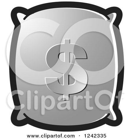 Clipart of a Silver Money Bag with a Dollar Symbol - Royalty Free Vector Illustration by Lal Perera