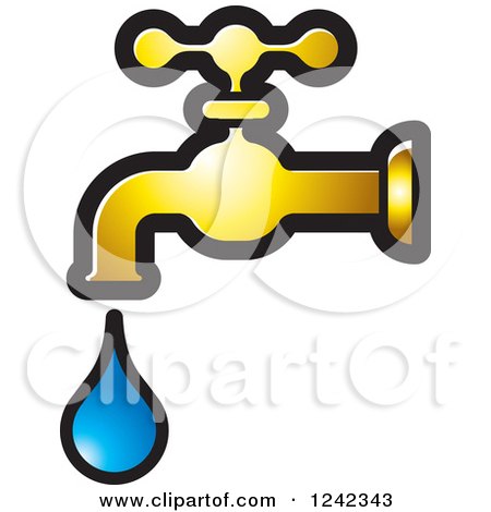 Clipart of a Leaky Water Faucet Spigot - Royalty Free Vector Illustration by Lal Perera
