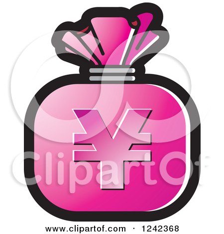 Clipart of a Pink Money Bag with a Yen Symbol - Royalty Free Vector Illustration by Lal Perera