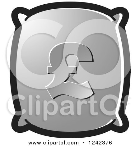 Clipart of a Silver Money Bag with a Pound Currency Symbol - Royalty Free Vector Illustration by Lal Perera