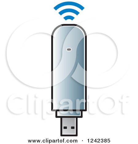 Clipart of a Blue Usb Modem - Royalty Free Vector Illustration by Lal Perera