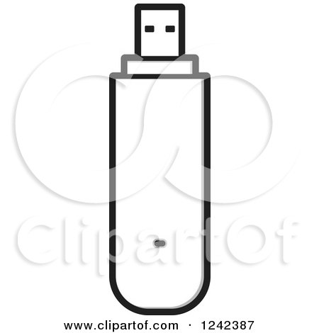 Clipart of a Black and White and Gray Usb Modem - Royalty Free Vector Illustration by Lal Perera