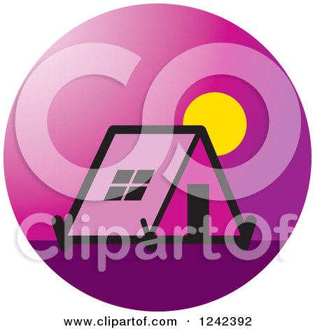 Clipart of a Purple Tent at Sunrise or Sunset - Royalty Free Vector Illustration by Lal Perera
