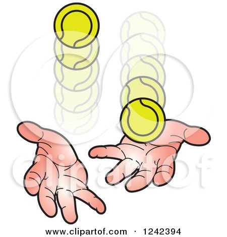 Clipart of Hands Juggling Tennis Balls - Royalty Free Vector Illustration by Lal Perera