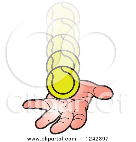 Clipart of a Hand Catching a Tennis Ball - Royalty Free Vector Illustration by Lal Perera