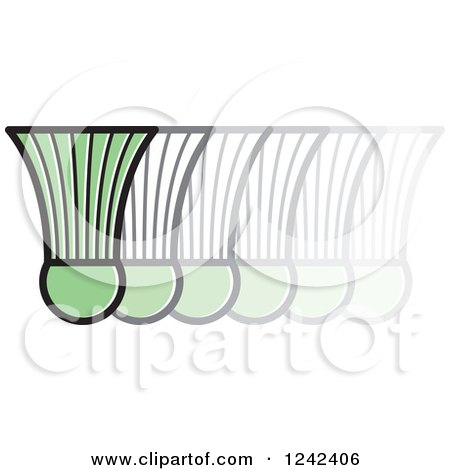 Clipart of a Green Badminton Shuttlecock in Motion - Royalty Free Vector Illustration by Lal Perera