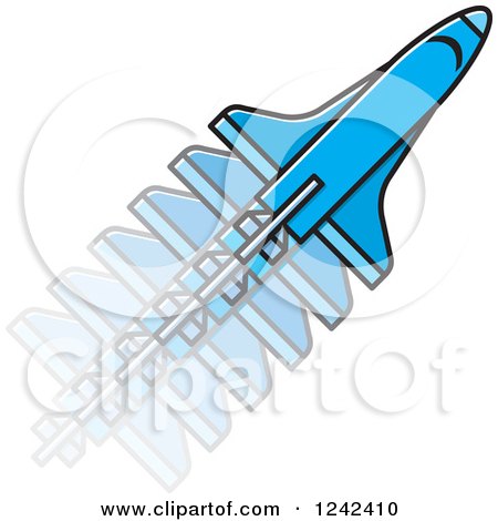 Clipart of a Blue Rocket in Motion - Royalty Free Vector Illustration by Lal Perera